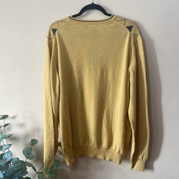 Men's Black Brown 1826 Wool Sweater Yellow Argyle XXL Big Tall Fall Winter - Picture 6 of 6